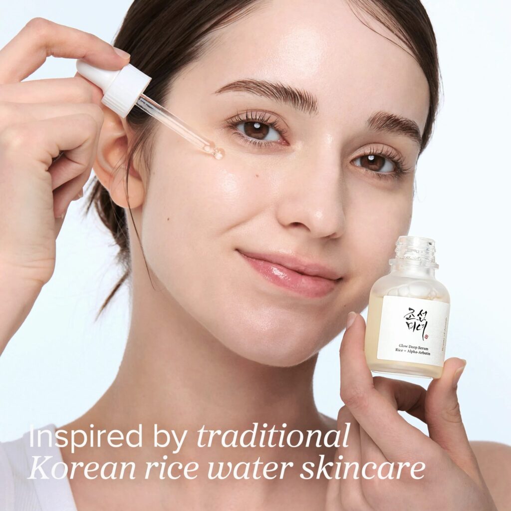 Beauty of Joseon Glow Deep Serum applied to cheek for bright, even-looking skin
