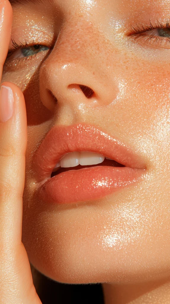 Close-up of radiant, hydrated-looking skin representing the glow of the Apple of Youth Core Ritual